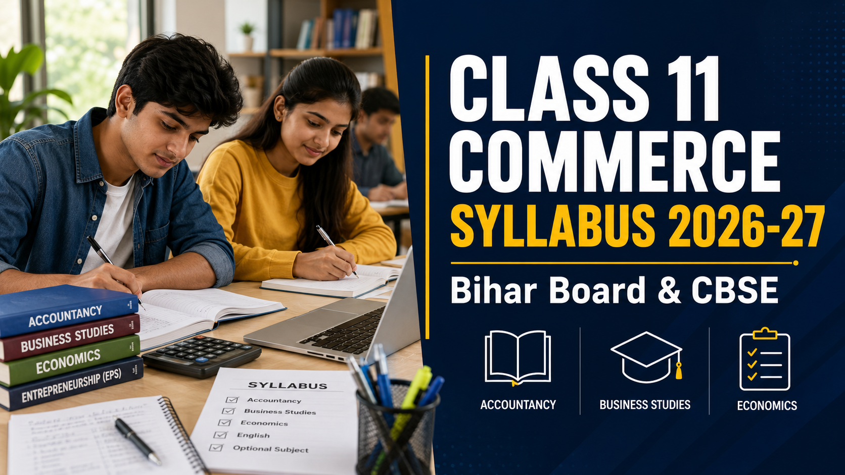 Class 11 commerce syllabus 2026-27 — Bihar Board and CBSE complete breakdown